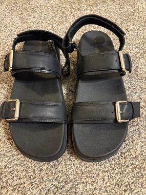 Madden Girl Black Strappy Buckle Sandals